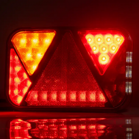 Lampi stop, semnalizare, Triple - Lampa semnalizare, stop, tripla LED, cu triunghi si mufa baioneta 5pini, 20 x 13cm, canbus, 12V