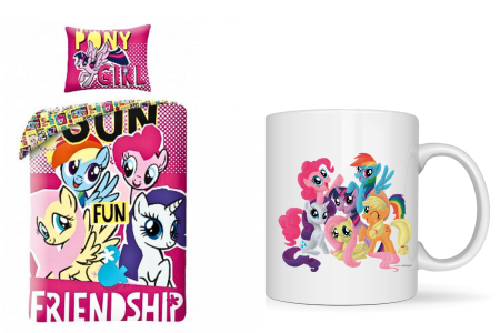 Cadouri copii bebelusi 0+ - Lenjerie de pat si cana pentru copii My Little Pony  Friendship 140×200 cm, 70×90 cm, Disney, 100% bumbac