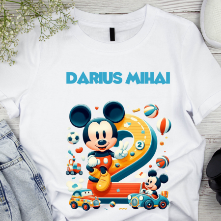 Cadouri Colegi, sefi sau angajati - Tricou aniversar personalizat 2 ani cu Mickey Mouse  TAMM1013.6