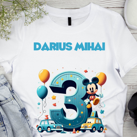 Cadouri Colegi, sefi sau angajati - Tricou aniversar personalizat 3 ani cu Mickey Mouse  TAMM1013.7
