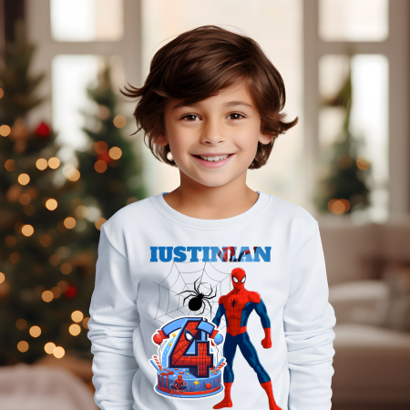 Cadouri Colegi, sefi sau angajati - Tricou aniversar personalizat tematica Spiderman cu tort aniversar TAMM1015.5