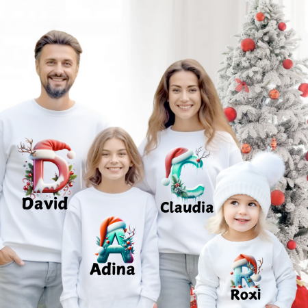 Tricouri personalizate Family - Tricouri Family mama, tata  si copii personalizate cu tematica de Craciun,  Craciun Fericit 12249