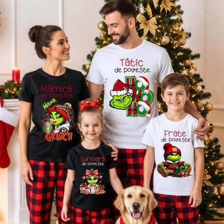 Tricouri personalizate Family, Cadoul perfect de craciun Grinch Family  25107