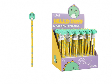 Creioane Colorate - Creion HB, din lemn, design dinozauri