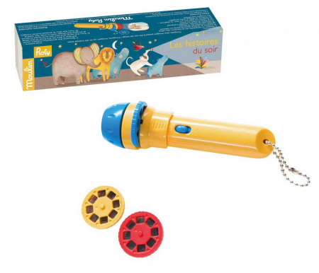 Idei de cadouri sub 100 de lei - Lanterna cu povesti Mama cu puiul, Moulin Roty