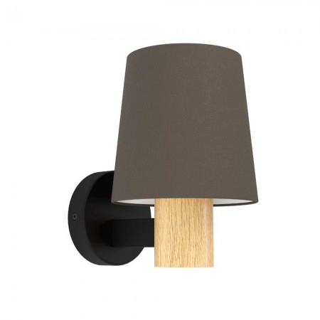 BLACK FRIDAY - Aplica Eglo Edale, textil maro, lemn, 1xE27, H.22 cm, 43783