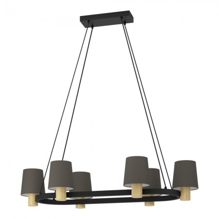 BLACK FRIDAY - Lustra Eglo Edale, textil maro, lemn, 6xE27, L.108 cm, 43782