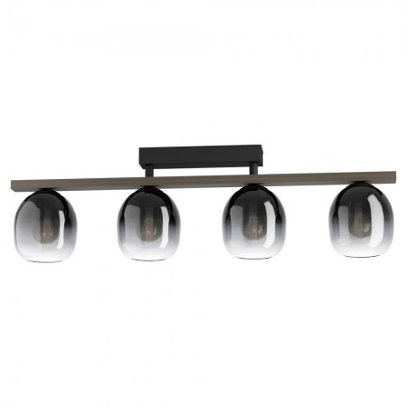 BLACK FRIDAY - Lustra Eglo Filago, lemn, sticla fumurie, 4XE27, L.88 cm, 900185