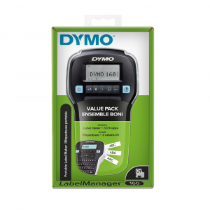compari.ro - MaÅŸinÄƒ de etichetat - Start kit DYMO LabelManager 160 aparat etichetat cu 3 x Banda originala DYMO D1 D1 12mm x 7m negru/alb