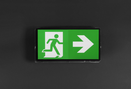 evacuare - Lampa exit, aparenta, 3ore, 1.5W, nepermanent, test manual, IP65, lentile spatii largi, Intelight 93642