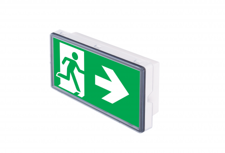 evacuare - Lampa exit, aparenta, 3ore, 4W, permanent, test manual, IP65, lentile spatii largi, Intelight 93667