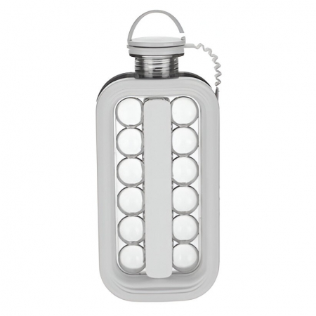 Forme pentru gheata - Forma pentru Gheata 2 in 1 Portabila, Flippy, Tavita sub Forma de Sticla, Diametru 3 cm, Multifunctional, 17 Bilute de Gheata, 27.5 x 11.4 x 5.5 cm, Culoare Alb