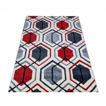 Covoare Moderne - Covor Carvino, 160 x 230 Gri Deschis/Rosu 1832A