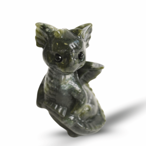 Cristale pe beneficii - Gardianul bland al norocului – Dragon din Jad de Sud pentru Abundenta si Echilibru 7.5 cm inaltime