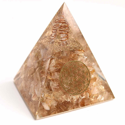Cristale pe beneficii - Piramida Orgonica cu Citrin Natural 80-90 mm - Prosperitate si Energie Pozitiva