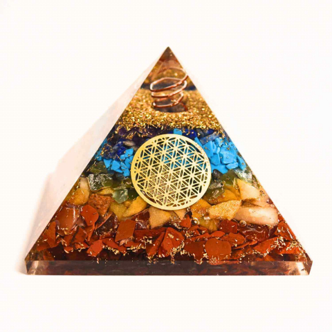 Cristale pe beneficii - Piramida Orgonica 7 Chakre cu Floarea Vietii - Energie si Armonie