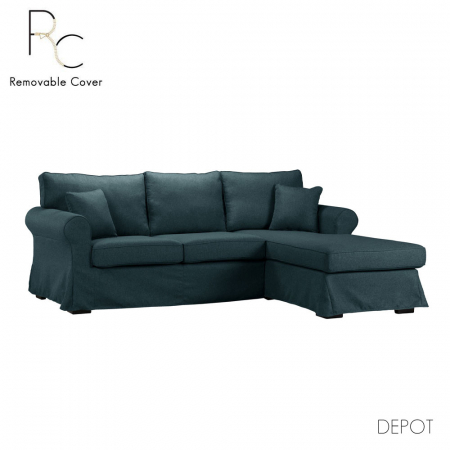 Canapele in Stil Boho - Canapea colțar dreapta albastră Ashley