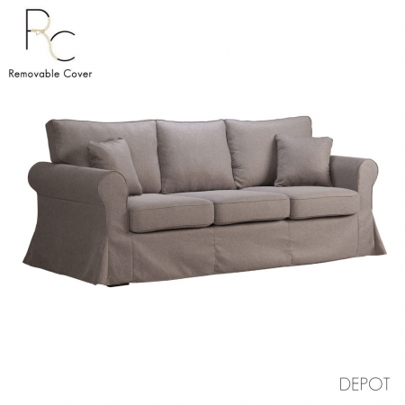 Canapele in Stil Boho - Canapea 3 locuri cu husă detașabilă maro deschis Ashley