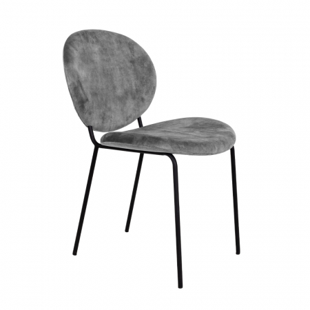 Scaune in Stil Glam - Set 2 scaune Beetle argintii, catifea luxoasă, picioare metalice negre, stil glam modern