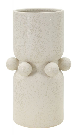 Covoare in Stil Boho - Vaza decorativa ceramica crem cu inel si sfere - CreativDeco