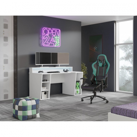 Produse - Birou Race led 160x91x72 cm Nuanta Alb