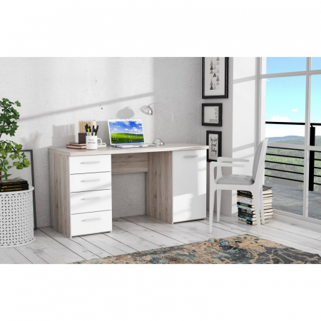 Produse - Birou Smart 145x76x60 cm Nuanta Alb/Sonoma