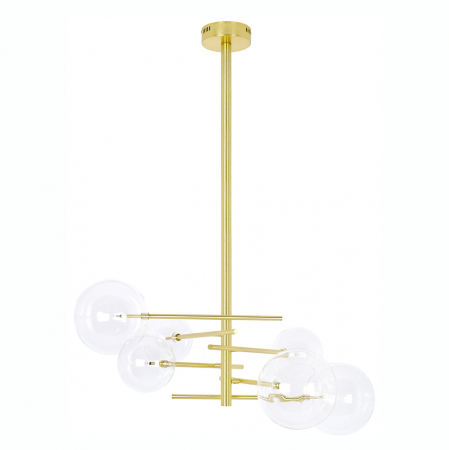 Lustre Dormitor - Lustra design Astra 90x208 cm, 6 becuri, sticla/aluminiu auriu, XCP7423-6 - King