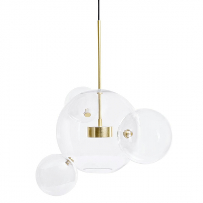 Lustre - Lustra bule transparente sticla Bubble Premium 4 aurie/argintie, iluminare LED, design modern, XCP9148-1A - King
