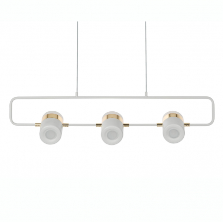 Lustre Dormitor - Lustra orizontala design modern Enoch 3 74 cm, auriu/alb, iluminare LED, XCP7598-3.WHITE - King