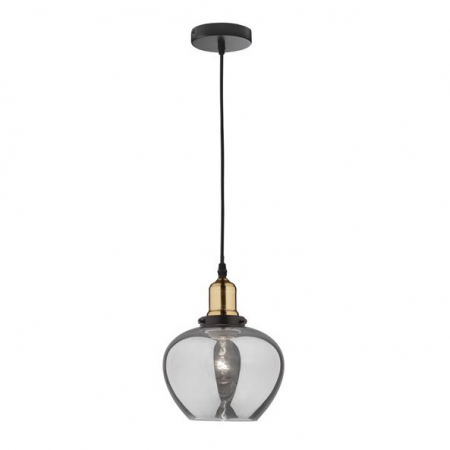 Lustre Dormitor - Lustra pendul sticla fumurie Joska Ø 18 cm, detaliu metal bronz, inaltime reglabila, 8436403 - Novaluce