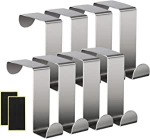 Mobilă și Mobilier - Cârlige de ușă din oțel inoxidabil Set de 8 cârlige reversibile pot fi folosite fără găurire. Cârlige de ușă cu grosime de 1 mm Umerașe pentru haine + 16 tampoane de protecție cu spumă pentru dulapuri